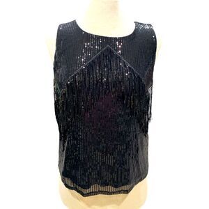 BB DAKOTA Steve Madden black sequins fringe hook lined 100% polyester brand new